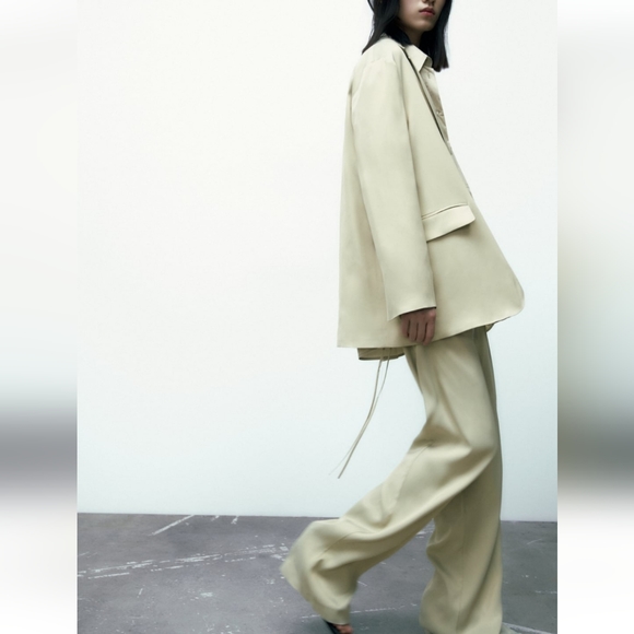 ZARA Matching Set * Satin Effect Blazer & Wide Pants - Picture 4 of 16
